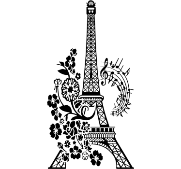 Musik Eiffelturm Wandtattoo - TenStickers