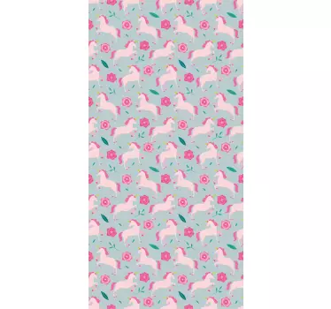 Fensteraufkleber Blumen Einhorn Muster - TenStickers