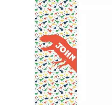 dino wandtattoo Buntes Dinomuster mit Namen - TenStickers
