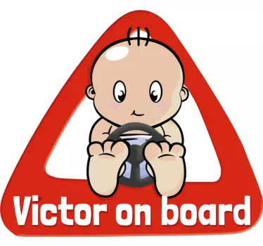 Autoaufkleber Baby on Board Lenkrad mit Namen - TenStickers