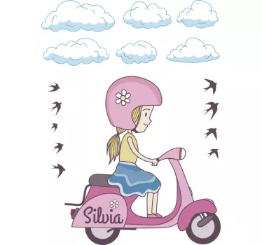 Rollerfahrendes Mädchen Sticker - TenStickers