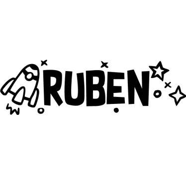 Wandtattoo Kinderzimmer Rakete mit Namen - TenStickers