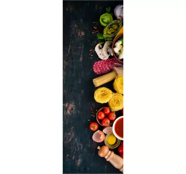 Essen auf Holzbrett Kühlschrank Folie - TenStickers