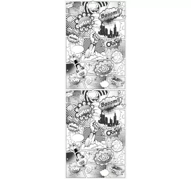 Kühlschrank Folie Comic in Schwarz und Weiß - TenStickers