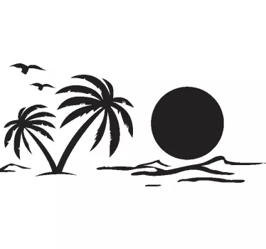 Sonnenuntergang und Palme Wohnmobil Aufkleber - TenStickers