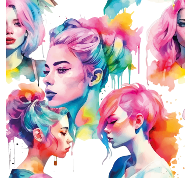 Frauen in Aquarellfarben Möbelfolie - TenStickers