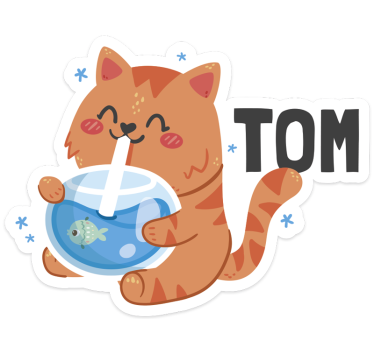 Wandtattoo Katzen wasserschale mit Namen - TenStickers