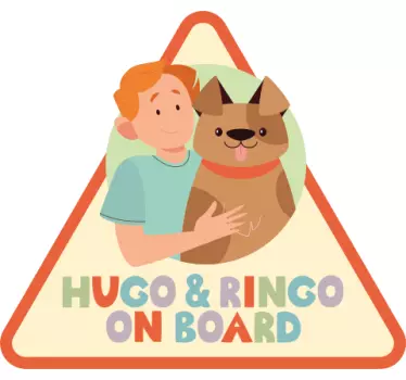 Hund und Kind mit Namen Baby on Board Aufkleber - TenStickers