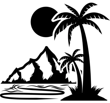 Wohnwagen Aufkleber Palme und Berge Wandtattoo Berge - TenStickers
