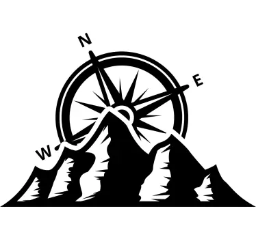 Wohnwagen Aufkleber Kompass und Berge Wandtattoo Berge - TenStickers