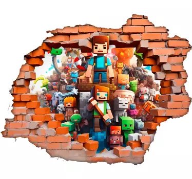 Wandsticker Motiv Welt Videospiele und Ziegelsteine - TenStickers
