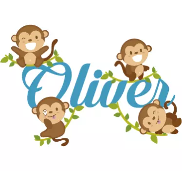 Wandtattoo Kinderzimmer vier lustige Affen - TenStickers