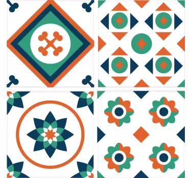 Wandtattoo Badezimmer geometrische Fliesen - TenStickers