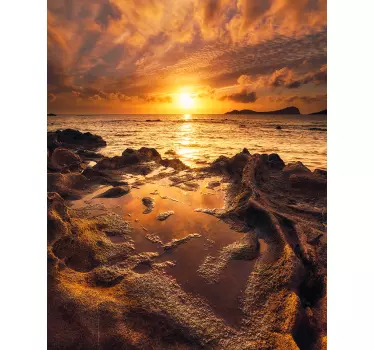 Folie Dusche Landschaft mit bewölktem Sonnenuntergang - TenStickers