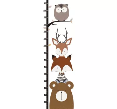 Wandtattoo Kinderzimmer mit Messlatte Waldtiere - TenStickers