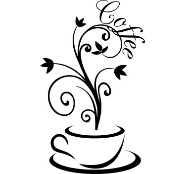 Wandtattoo Küche kaffee Linien zeichnen - TenStickers