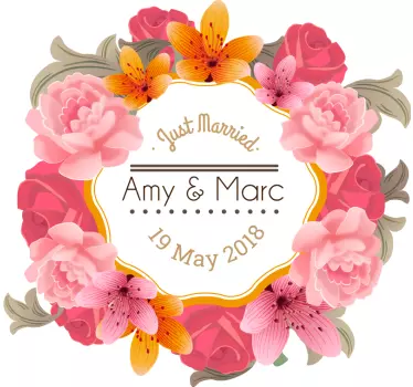 Hochzeitsaufkleber Floraler Rahmen - TenStickers