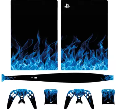 PS5 Aufkleber blaue flammen - TenStickers