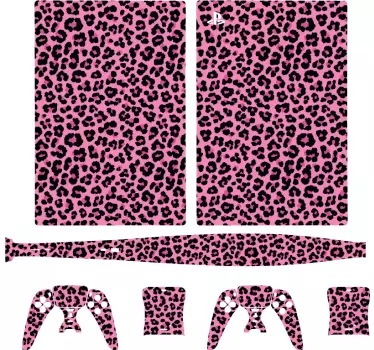 PS5 Aufkleber rosafarbenes Leopardenmuster - TenStickers