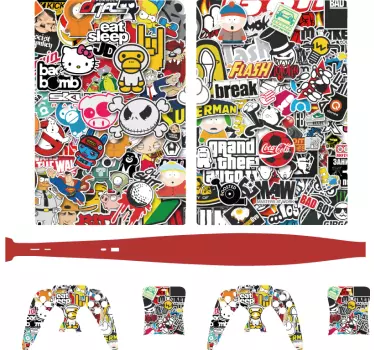 Farbenfrohe Stickerbombe PS5 Skin - TenStickers