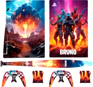 Fortnite Design mit Namen PS5 Skin - TenStickers