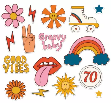 Hippie Vibes Aufkleber Set - TenStickers
