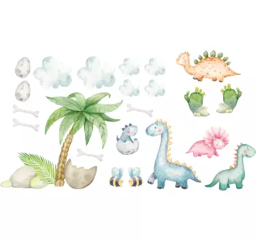 Aquarell Dinosaurier Wandtattoo für das Kinderzimmer  - TenStickers
