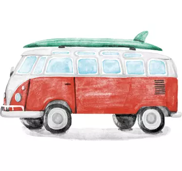 Wandtattoo VW Bus mit Surfbrett - TenStickers