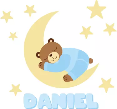 Wandtattoo Teddy blauer happy dreams bär mit namen - TenStickers