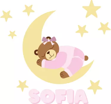 Schlafender Bär im Mond Wandtattoo Kinderzimmer - TenStickers