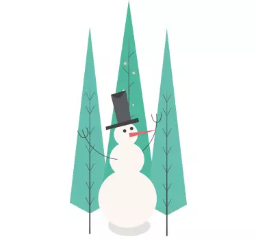 Wandtattoo Schneemann mit Bäumen - TenStickers