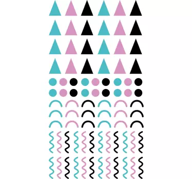 Wandtattoo Schlafzimmer geometrische Formen 80er Jahre - TenStickers