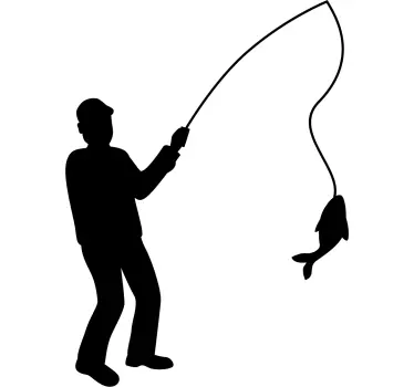 Angler mit Fisch Auto Sticker - TenStickers