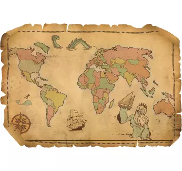 Wandtattoo Weltkarte der Antike - TenStickers