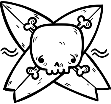 Aufkleber Totenkopf Surfer - TenStickers