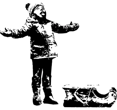Banksy Junge im Schnee Kunst Wandtattoo - TenStickers