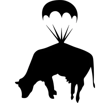 Banksy Wandtattoo Kuh mit Fallschirm - TenStickers