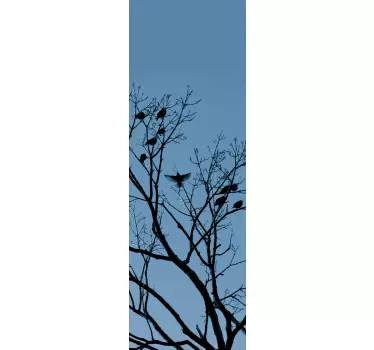 Baum mit Vögeln Kühlschrank Folie - TenStickers