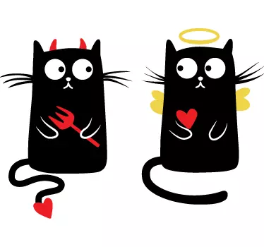 Böse und liebe Katze Sticker - TenStickers