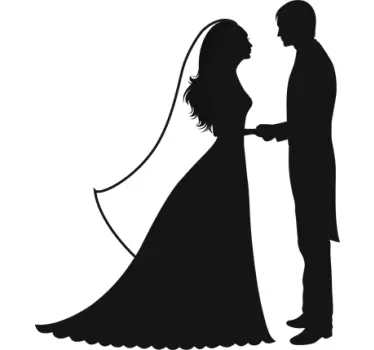 Brautpaar Silhouette Wandtattoo Wohnzimmer - TenStickers