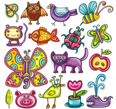 Bunte Tiere Sticker - TenStickers