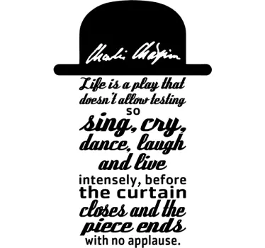 Wandtattoo Schlafzimmer Charlie Chaplin Zitat Sticker - TenStickers