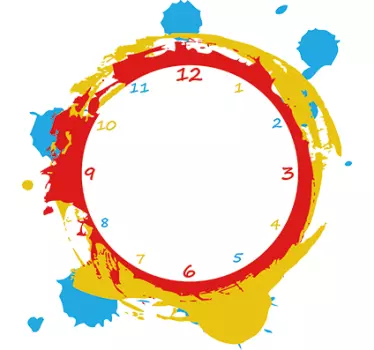 Farbkleckse Uhr Sticker - TenStickers