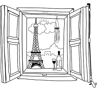 Fenster nach Paris Sticker - TenStickers
