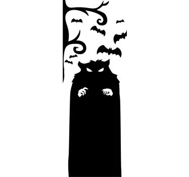 Folie Tür gruselige katzensilhouette - TenStickers