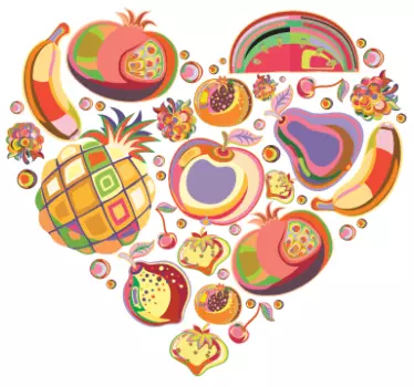 Früchte Herz Aufkleber - TenStickers