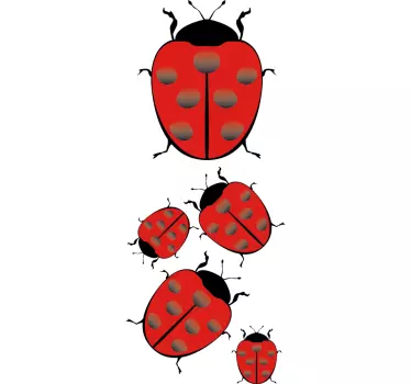 Fünf Marienkäfer Aufkleber - TenStickers