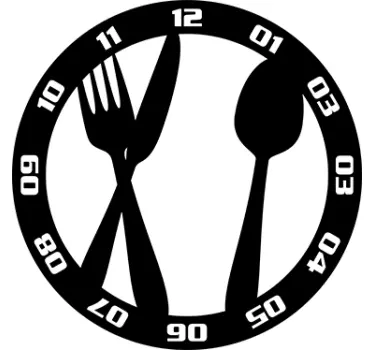 Gabel Messer Löffel Uhr Aufkleber - TenStickers