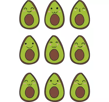 Glückliche Avocados Obst Wandtattoo Set - TenStickers