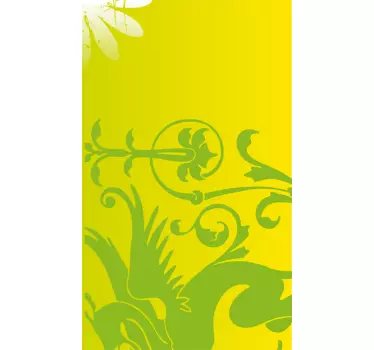 Grüner Drache mit gelben Hintergrund Türfolie - TenStickers